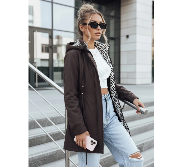 Kurtka parka damska z kapturem brązowa model 22028051 - FashionStreet