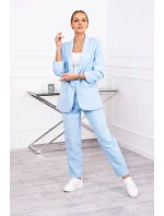 Elegantná súprava saka a nohavíc v modrej farbe