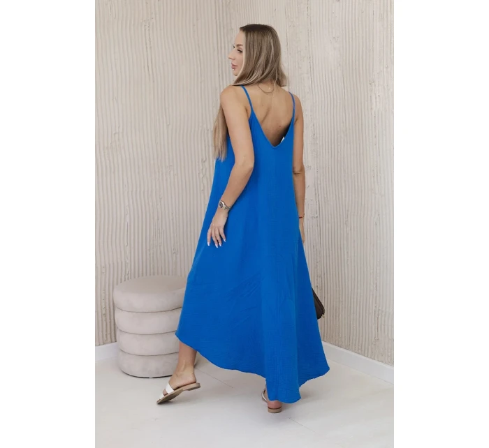 Mušelínové šaty na ramínka chrpově modrá