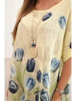 Dámske bavlnené tričko s kvetinovým vzorom žlté Dámske bavlnené tričko s kvetinovým vzorom žlté