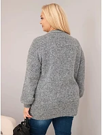 Dámský svetr Plus Size volného střihu s dlouhým rukávem grafitový Dámský svetr Plus Size volného střihu s dlouhým rukávem grafitový