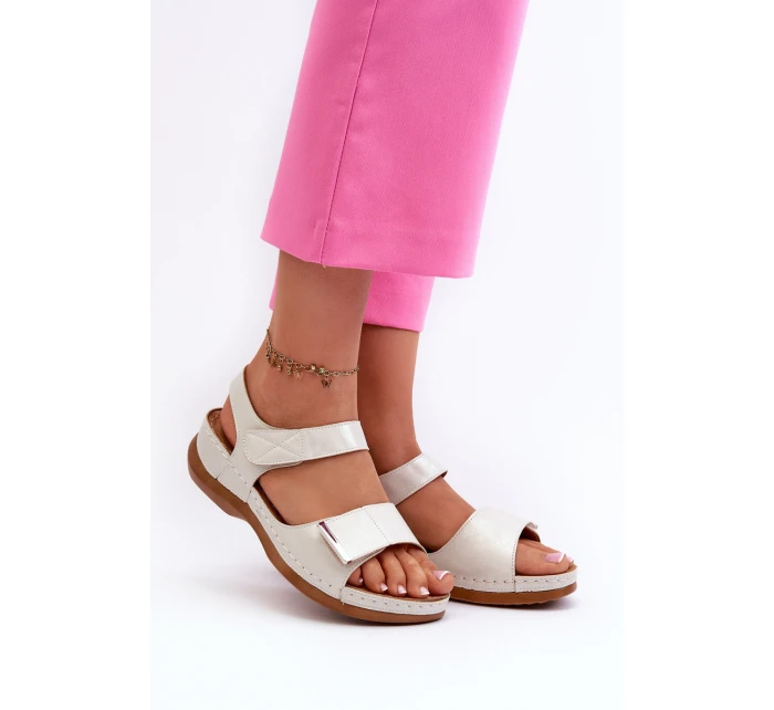 Pohodlné Dámské Sandály Na Suchý Zip Stříbrné model 21661104 - EVENTO