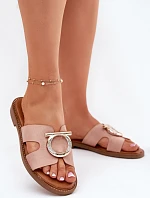 Klapki Damskie Na Płaskim Obcasie Z Ozdobą Vinceza 17381 Beżowe