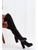 Dámské kozačky nad koleno na  semišová černá model 21757635 - Boto