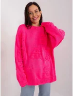 Sweter BA SW model 21055323 fluo różowy - FPrice Sweter BA SW model 21055323 fluo różowy - FPrice