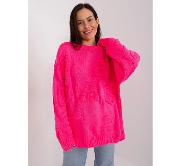 Sweter BA SW model 21055323 fluo różowy - FPrice Sweter BA SW model 21055323 fluo różowy - FPrice