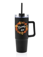 KRÁSNÝ DEN (PODZIM) - černý cestovní termohrnek s průhledným víčkem 900 ml