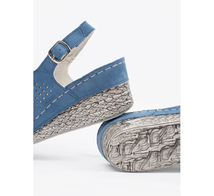 Praktické dámské sandály modré na klínku Praktické dámské sandály modré na klínku