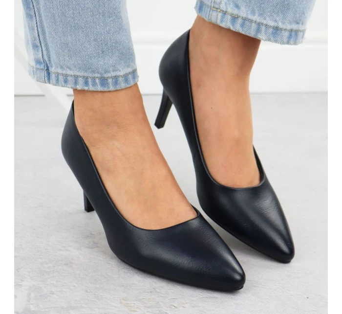 Dámske tmavomodré lodičky na podpätku Sergio Leone 1336 Dámske tmavomodré lodičky na podpätku Sergio Leone 1336