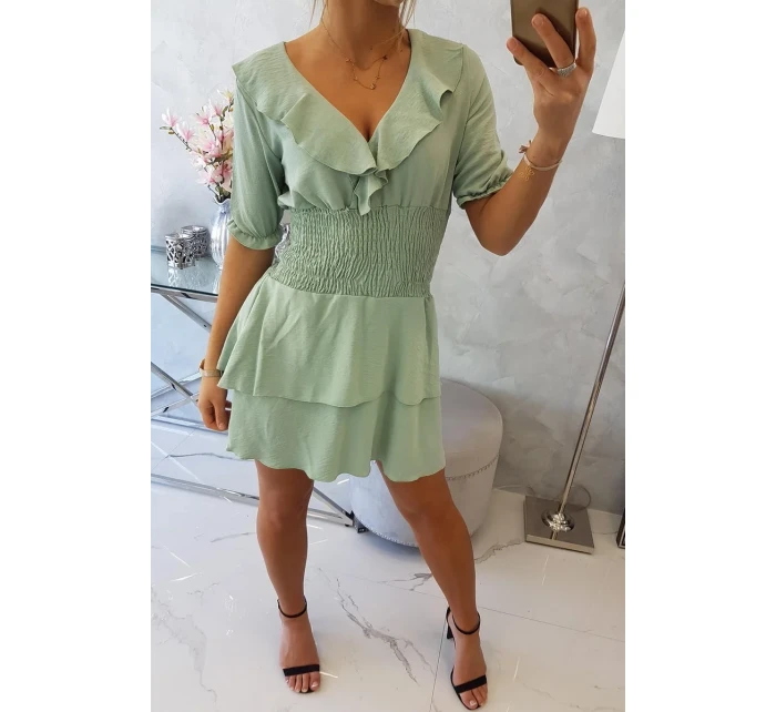 Tmavo mätové šaty do pása Tmavo mätové šaty do pása