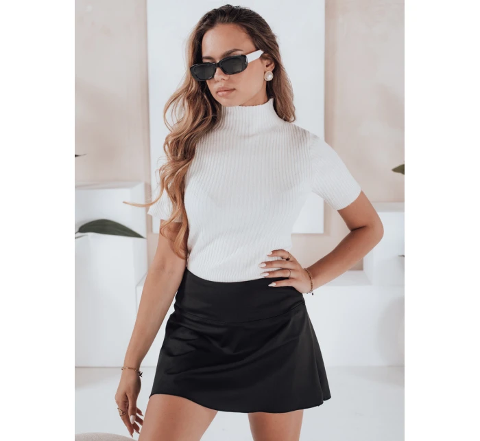 Dámský žebrovaný svetr s krátkým rukávem white Dstreet model 21991050 - FashionStreet