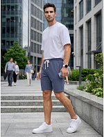 Pánske teplákové šortky so šnúrkou, modré, FashionStreet SX2623 Pánske teplákové šortky so šnúrkou, modré, FashionStreet SX2623