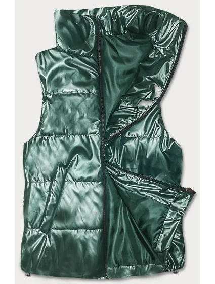 Dámska krátka vesta so stojačikom zelená (B8152-10)