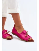 Zazoo 2660 Skórzane Baleriny Damskie Fuksja