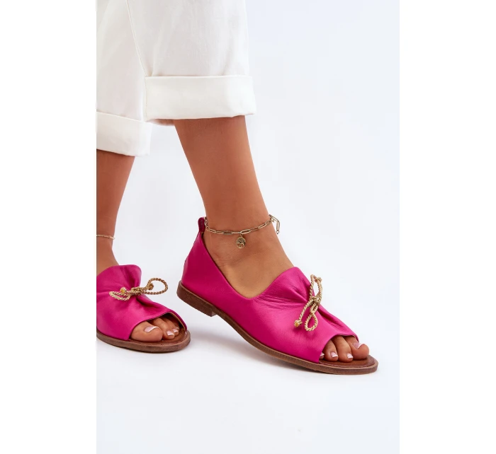 Zazoo 2660 Skórzane Baleriny Damskie Fuksja