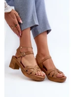 Sandały Damskie Na Obcasie Z Eko Skóry Brązowe Assames Sandały Damskie Na Obcasie Z Eko Skóry Brązowe Assames