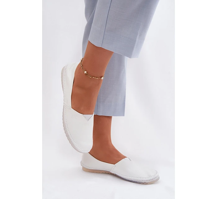 Dámské kožené baleríny model 22100748 Bílá - Maciejka