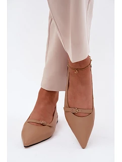 Kožené sandály na nízkém podpatku Maciejka K7449-04 tmavě béžové