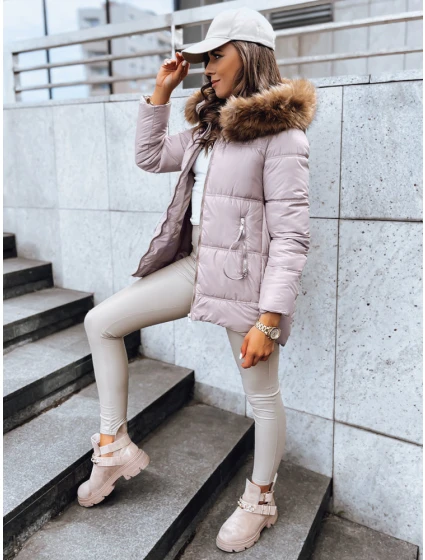 Dámská prošívaná zimní bunda AMBER béžová Dstreet model 21970501 - FashionStreet Dámská prošívaná zimní bunda AMBER béžová Dstreet model 21970501 - FashionStreet