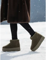 Dámske textilné snežnice s kožušinou zelené FashionStreet ZY1254