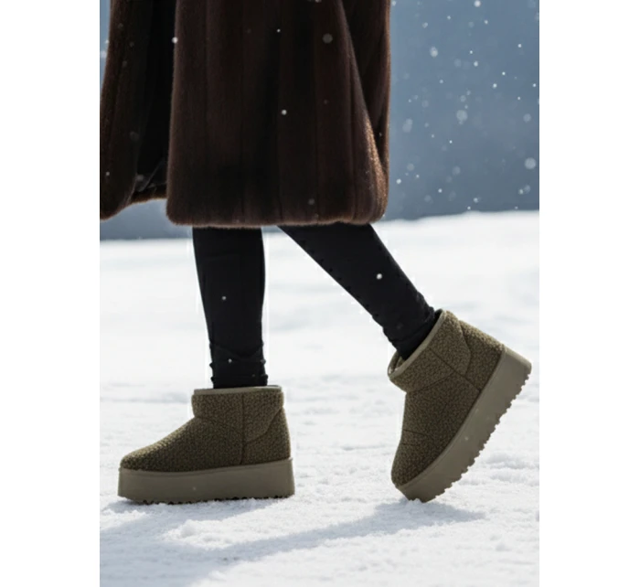 Dámske textilné snežnice s kožušinou zelené FashionStreet ZY1254