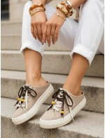 Dámske tenisky na platforme s ozdobnými korálkami béžovej farby ZY1406 Dámske tenisky na platforme s ozdobnými korálkami béžovej farby ZY1406