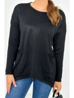 Sveter s prednými vreckami čierny Sveter s prednými vreckami čierny