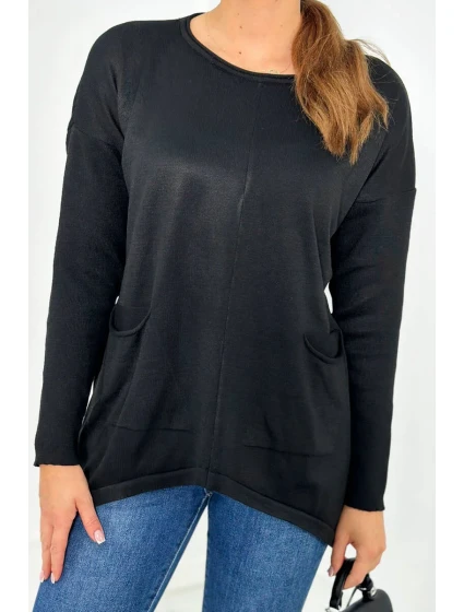 Sveter s prednými vreckami čierny Sveter s prednými vreckami čierny