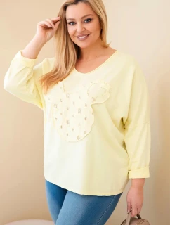 Dámske Plus veľkosť bavlnené V-neck blúzka žltá