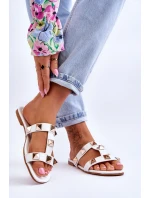 Dámské pantofle s velkými cvočky Bíle model 21618017 - Boto Dámské pantofle s velkými cvočky Bíle model 21618017 - Boto