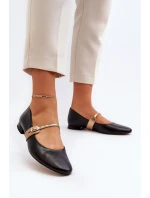 Skórzane Baleriny Damskie Na Płaskim Obcasie Laura Messi 2774 Czarne
