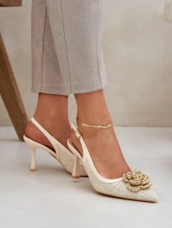 Plecione Szpilki Z Odkrytą Piętą Beżowe Lanithra