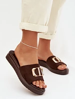 Dámské pantofle se zlatým detailem čokoládové Elmera