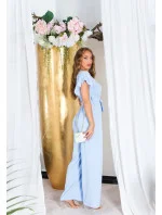 Dámsky overal so širokými nohavicami a opaskom na zaväzovanie 0000OV07814 White - Koucla