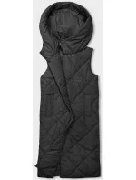 Dlhá čierna dámska oversize vesta (5M3165-392)