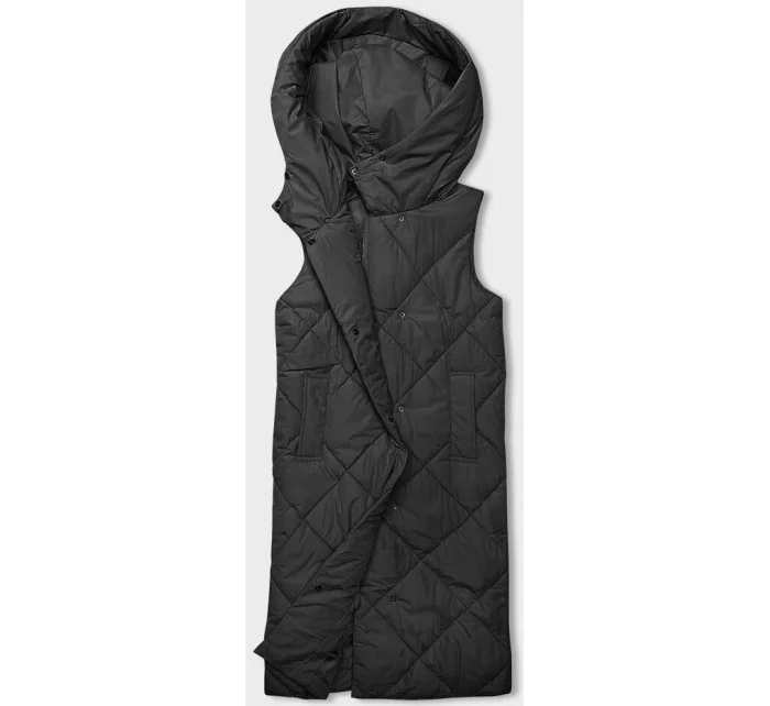 Dlhá čierna dámska oversize vesta (5M3165-392)