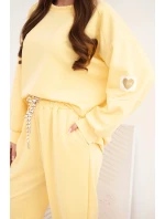 Dámsky maslový set s voľnou mikinou a nohavicami so žltou farbou LOVE
