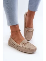 Mokasyny Damskie Ażurowe Z Ozdobą Beżowe Kaydance Mokasyny Damskie Ażurowe Z Ozdobą Beżowe Kaydance