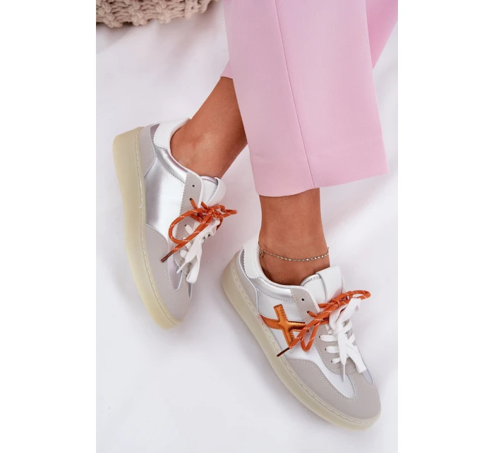 Niskie Buty Sportowe Damskie Srebrne Zelevelis