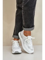 Skórzane Buty Sportowe Sneakersy Damskie S.Barski LR51-551 Białe