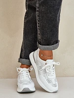 Skórzane Buty Sportowe Sneakersy Damskie S.Barski LR51-551 Białe