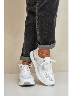 Kožené Sportovní Boty Dámské Sneakers model 21686168 Bílé - S.Barski
