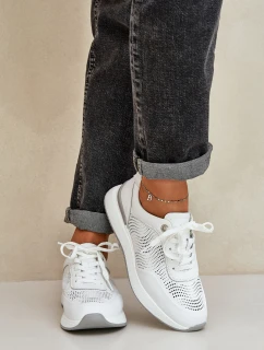 Kožené Sportovní Boty Dámské Sneakers model 21686168 Bílé - S.Barski