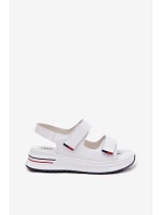 Kožené dámské sandály na platformě na suchý zip bílé model 22095050 - EVENTO