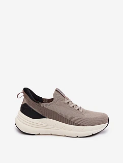 Pánské Sportovní Boty Textilní Slip-On Sneakers Na Platformě Kobbo 102421 Béžové