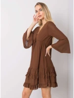 Sukienka DHJ SK model 20473535 brązowy - FPrice Sukienka DHJ SK model 20473535 brązowy - FPrice