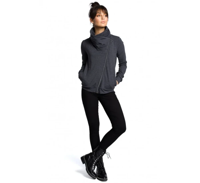 model 15097749 Mikina na zip ecru barva - BeWear