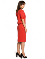 B056 Pletené košeľové šaty - červené