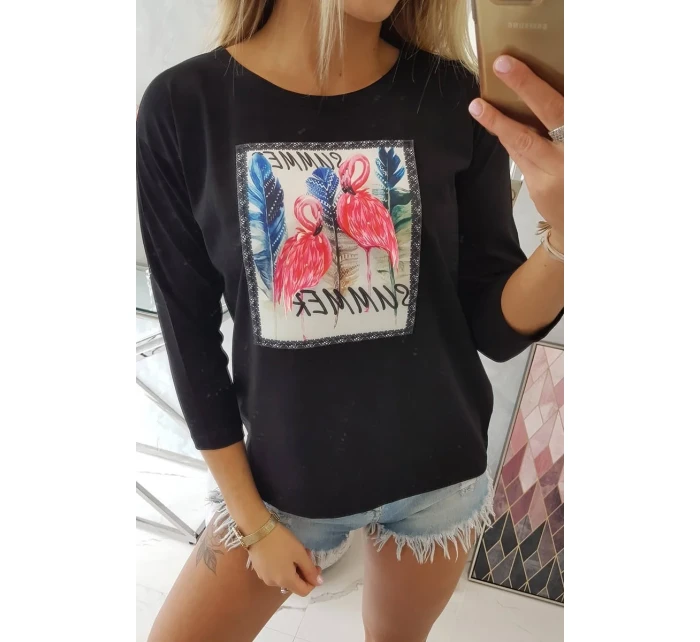 Halenka s 3D grafikou model 18743996 černá - K-Fashion Halenka s 3D grafikou model 18743996 černá - K-Fashion