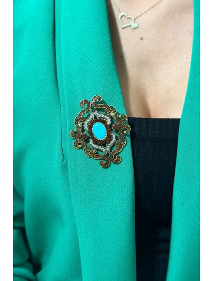 Brož model 18753827 zlato + modrá - K-Fashion Brož model 18753827 zlato + modrá - K-Fashion